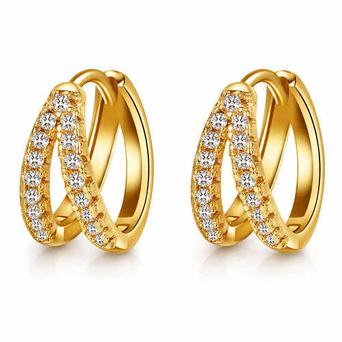 Adeline Crystal Hoop Earrings – Gold