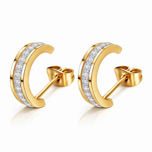 Ana Crystal Stud Earrings – Gold