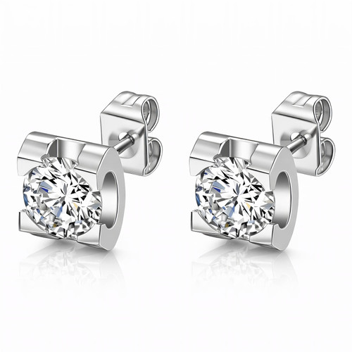 Bronte Crystal Stud Earrings – Silver