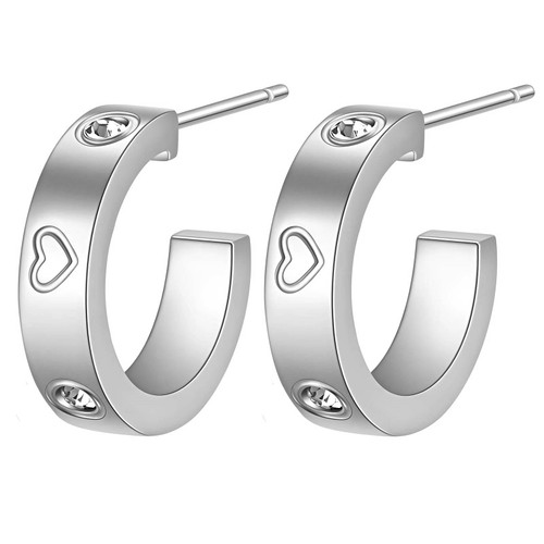 Ainsley Heart Stud Earrings – Silver