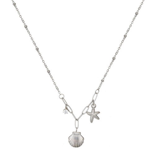 Hallie Seashell Pendant Necklace – Silver