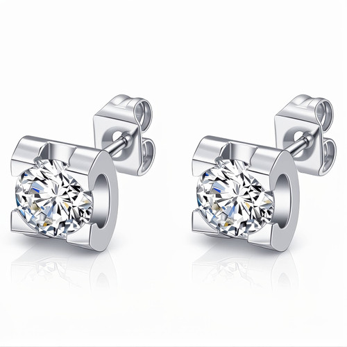 Amelie Crystal Stud Earrings – Silver