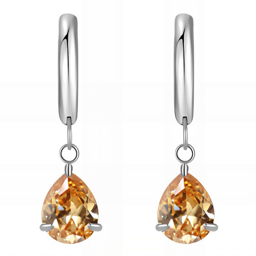 Avery Crystal Hoop Earrings – Silver