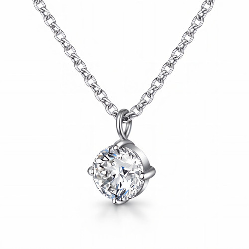 Violetta Crystal Pendant Necklace – Silver