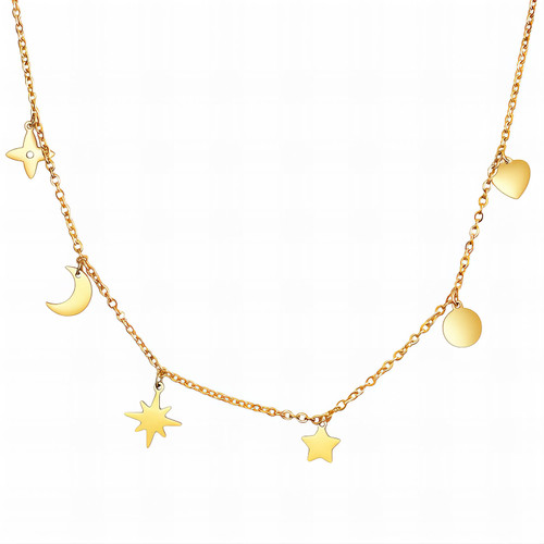Selene Crescent & Star Necklace – Gold
