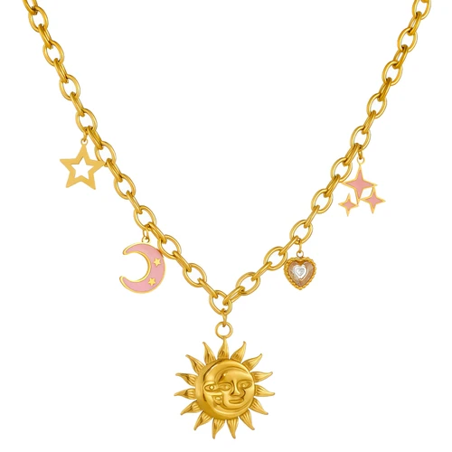 Isla Crescent & Sun Necklace – Gold