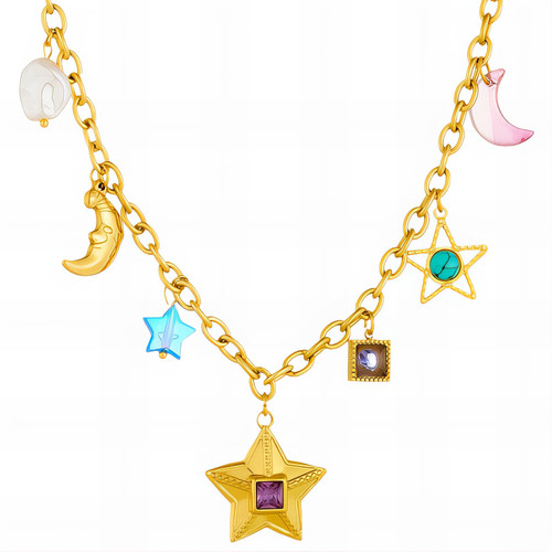 Talia Crescent Star Necklace – Pearl