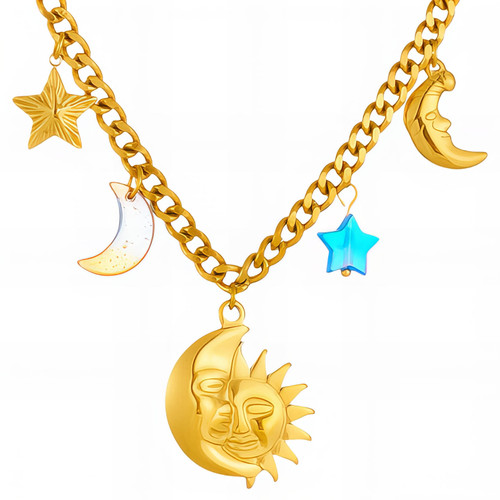 Serena Crescent Moon & Sun Necklace – Pearl
