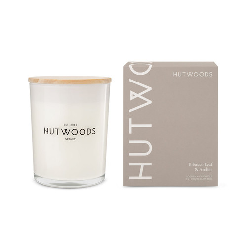Hutwoods Tobacco Leaf & Amber Candle Large 100+ Hours Burn Time - The Gift Company