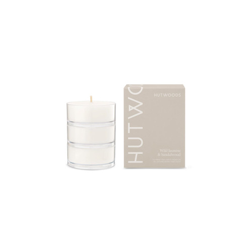 Hutwoods Wild Jasmine & Sandalwood Maxi Tea Lights Pack of 3 - The Gift Company