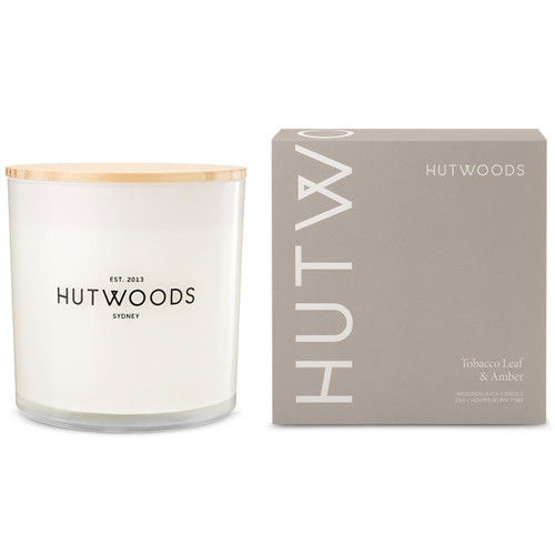 Hutwoods Tobacco Leaf & Amber Candle Extra Large 250+ Hours Burn Time - The Gift Company