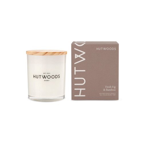 Hutwoods Fresh Fig & Bamboo Candle Medium 60+ Hours Burn Time - The Gift Company
