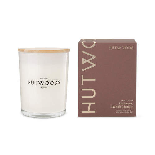 Hutwoods Redcurrant, Rhubarb & Juniper Candle Large 100+ Hours Burn Time - The Gift Company
