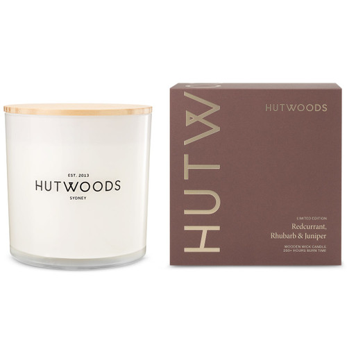 Hutwoods Redcurrant, Rhubarb & Juniper Candle Extra Large 250+ Hours Burn Time - The Gift Company