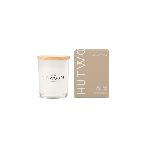 Hutwoods Lime, Basil & Mandarin Candle Small 30+ Hours Burn Time - The Gift Company