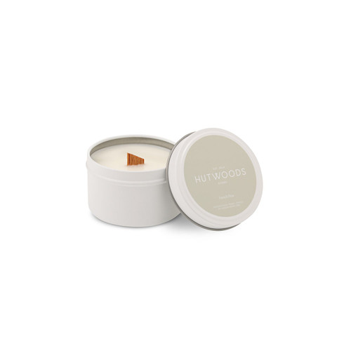 Hutwoods French Pear White Travel Tin Candle Small 120g 25 Hours Burn Time - The Gift Company