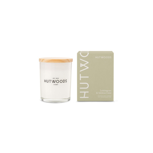 Hutwoods Lemongrass & Tahitian Lime Candle Small 30+ Hours Burn Time - The Gift Company