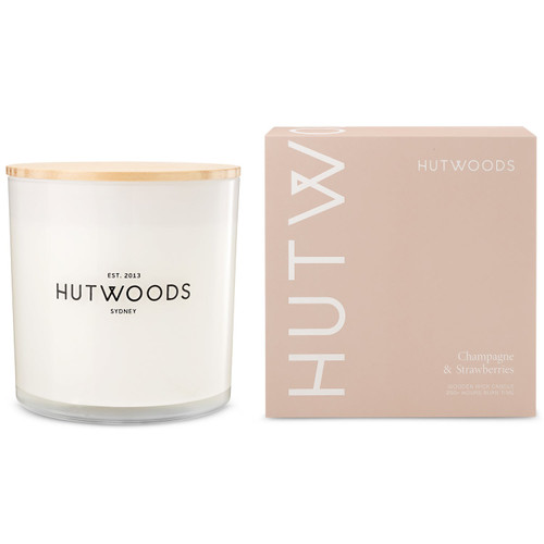 Hutwoods Champagne & Strawberries Candle Extra Large 250+ Hours Burn Time - The Gift Company