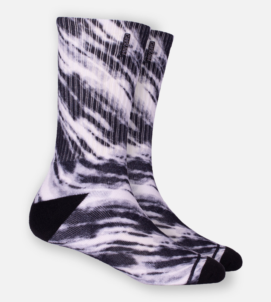 Bamboo Printed Crew Socks - Black Tie Dye