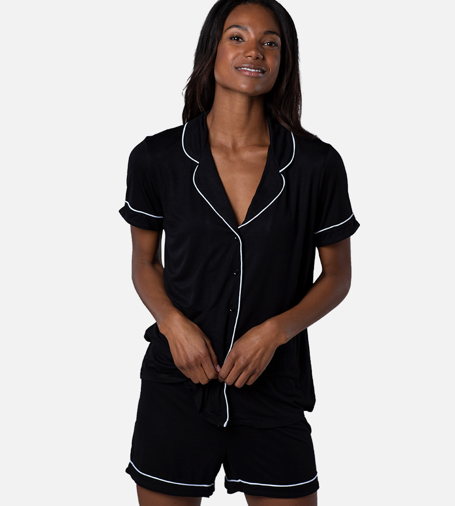 Women's Bamboo Loungewear Short Sleeve Top & Shorts Set - Small