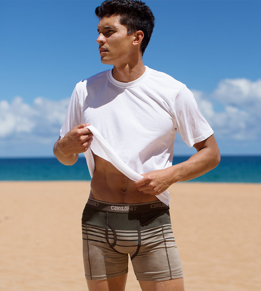 Bamboo Boxer Briefs - Shoreline Gray Stripe