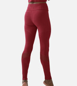 back view of models legs wearing pomegranate leggings