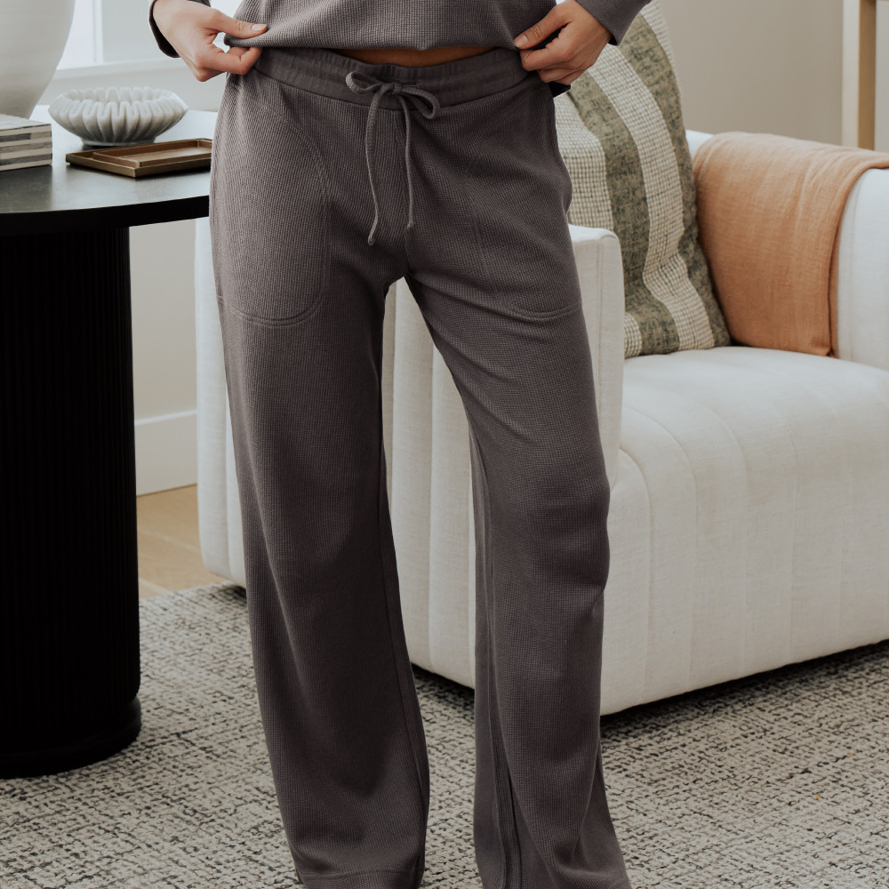 Waffle-Knit Straight Leg Pant - Main Image
