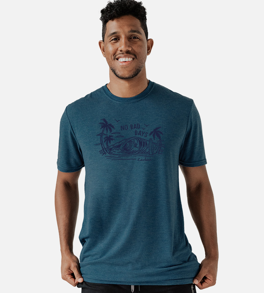 Bamboo Comfort Crew Tee - No Bad Days - Bermuda Blue