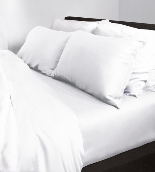 white resort percale bamboo bed sheet set