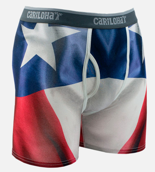 front view of boxers with a texas flag print