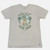 flat front view of our silver short crew tee with wild wave surf shop design