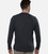 back view of guy wearing charcoal long sleeve crew tee