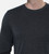 close-up on charcoal long sleeve crew tee showing the neckline and long sleeve