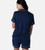 back view of model wearing nightfall navy short sleep set