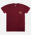 front flat view of rockwood red comfort crew tee featuring our left chest lagoon sunset design