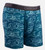 front view of boxers with teal wave print