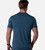 back view of model wearing bermuda blue comfort crew tee