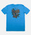flat back view of caribbean blue crew tee with voodoo lounge back graphic