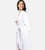 front view of model wearing white waffle knit robe