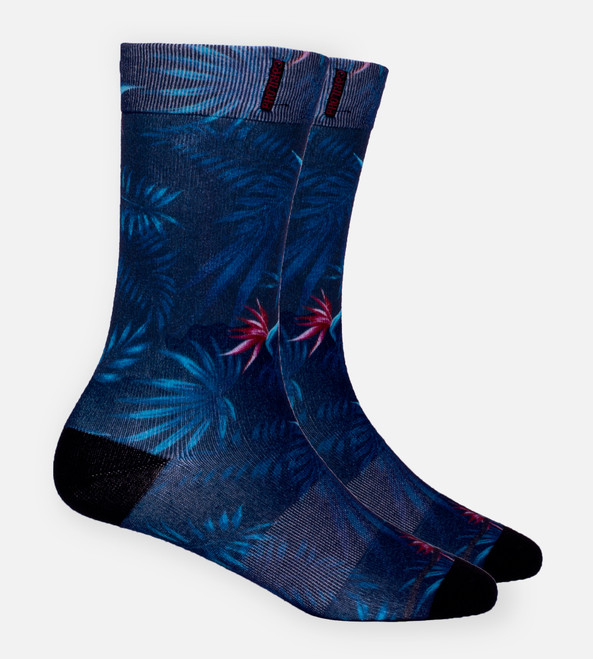 Navy Foilage trouser sock