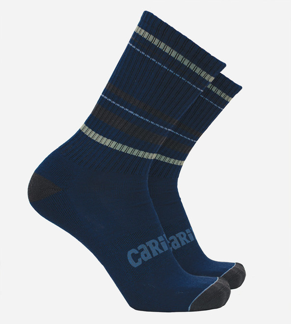 men's navy bamboo striped crew socks