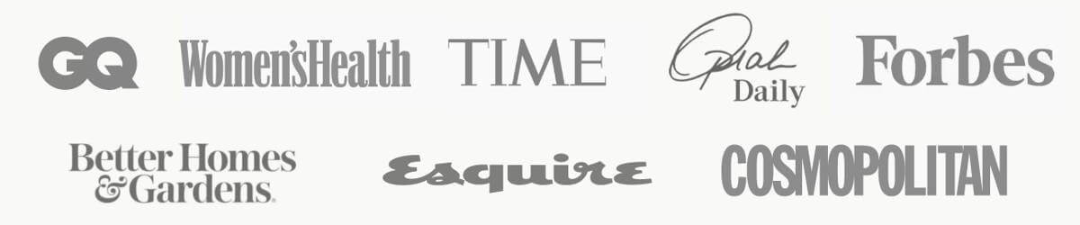 GQ, Women's health, time, oprah daily, forbes, better homes and gardens, esquire, cosmopolitan