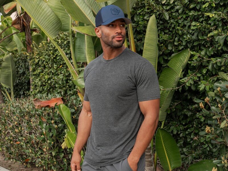 A man wearing comfortable bamboo clothing