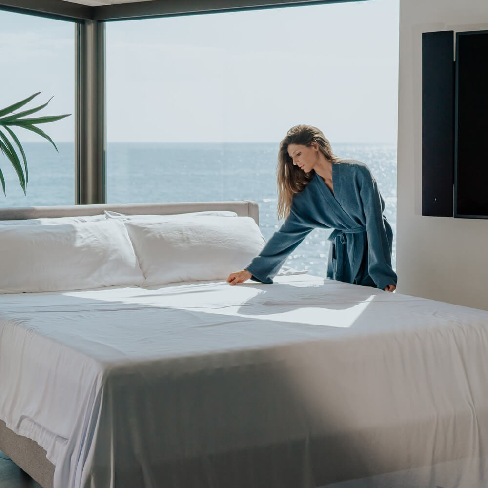 Relaxing morning in a premium hotel bed