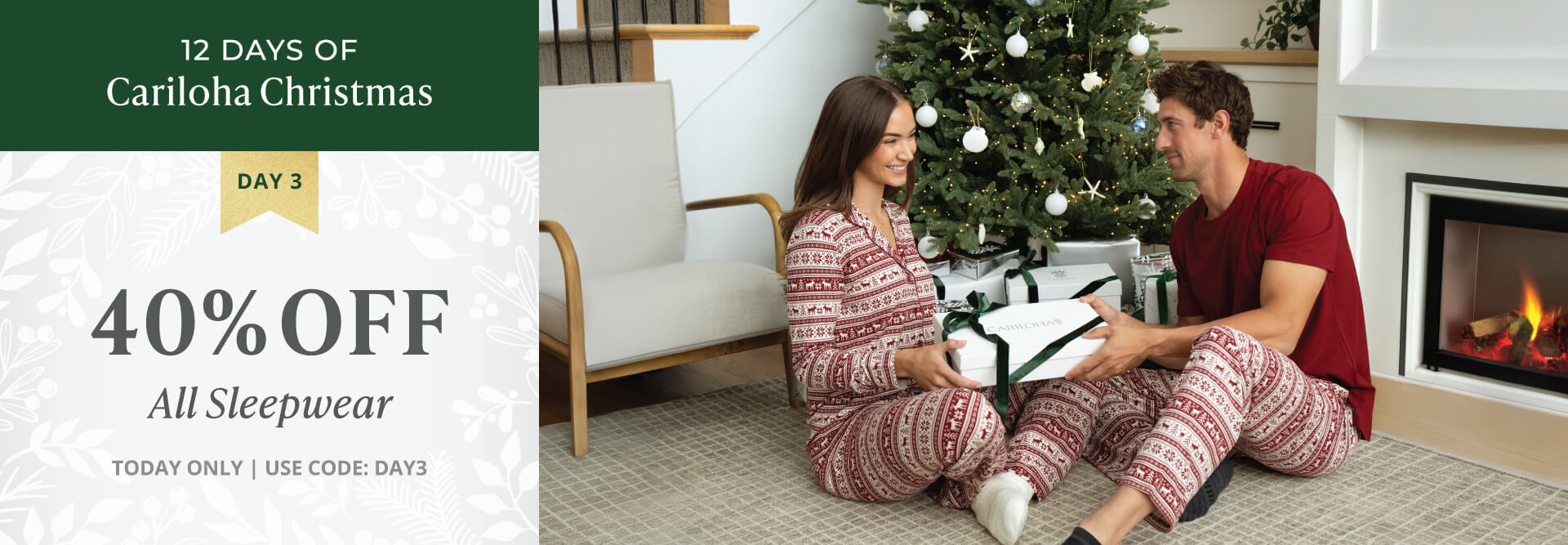 40% off sleepwear. Use code: DAY3. Ends today.