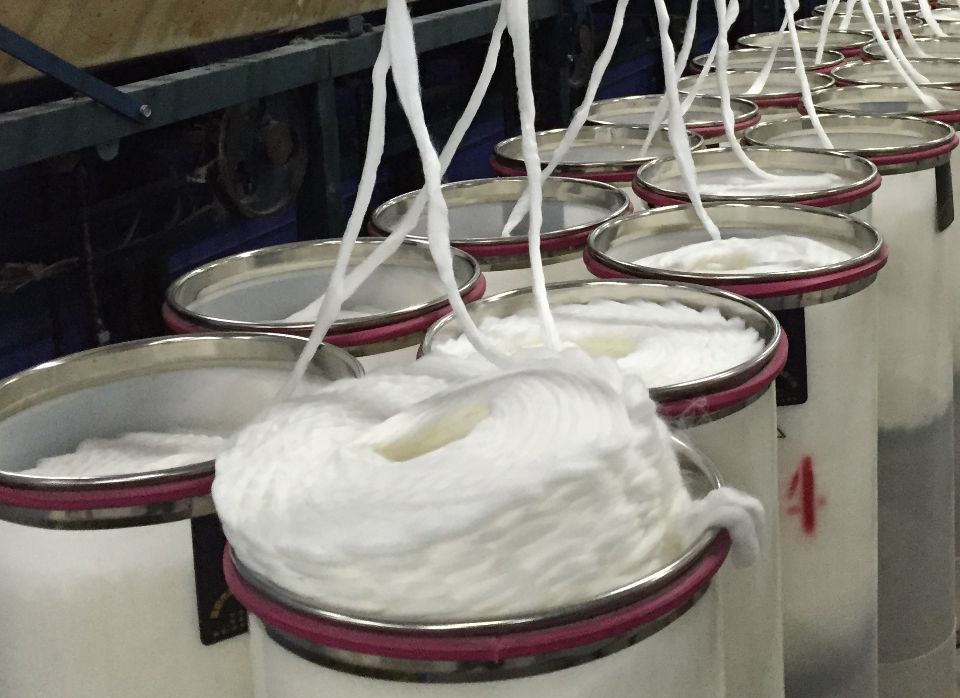 bamboo fiber being spun into yarn