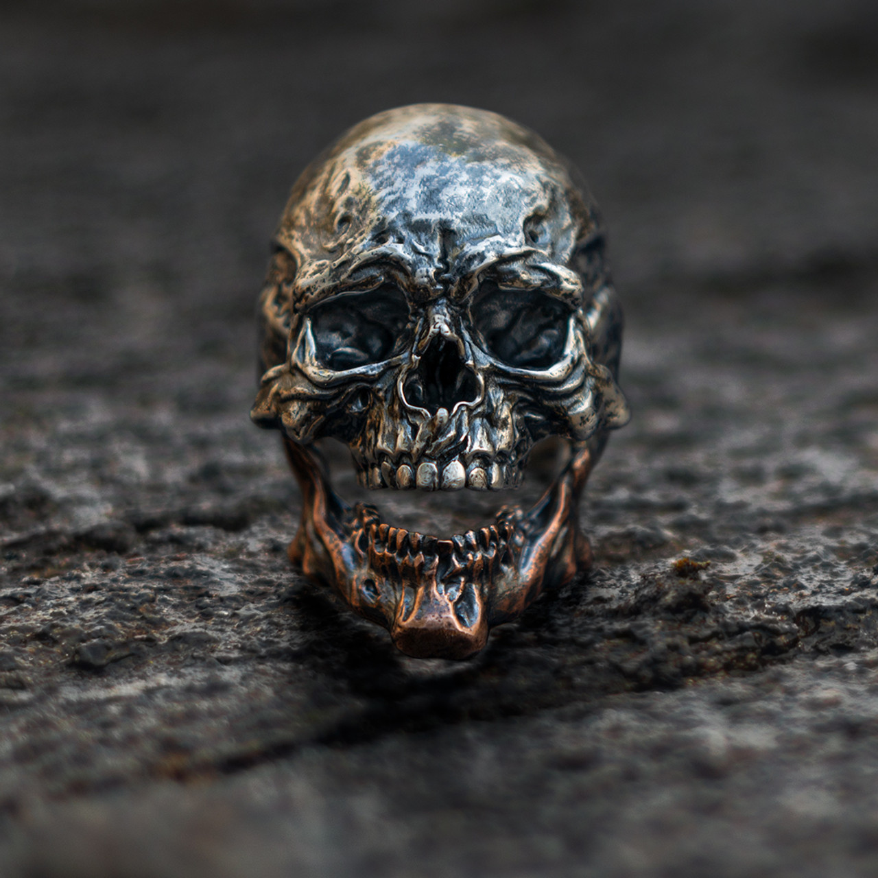 Large Skull Ring with Garnet Eyes and Black Finish, 1 Inch, Sterling S –  Sziro Jewelry
