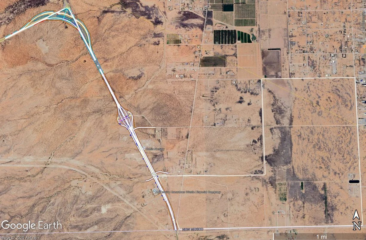 Planned NM 213 widening and frontage roads along Rancho Monte Vista
