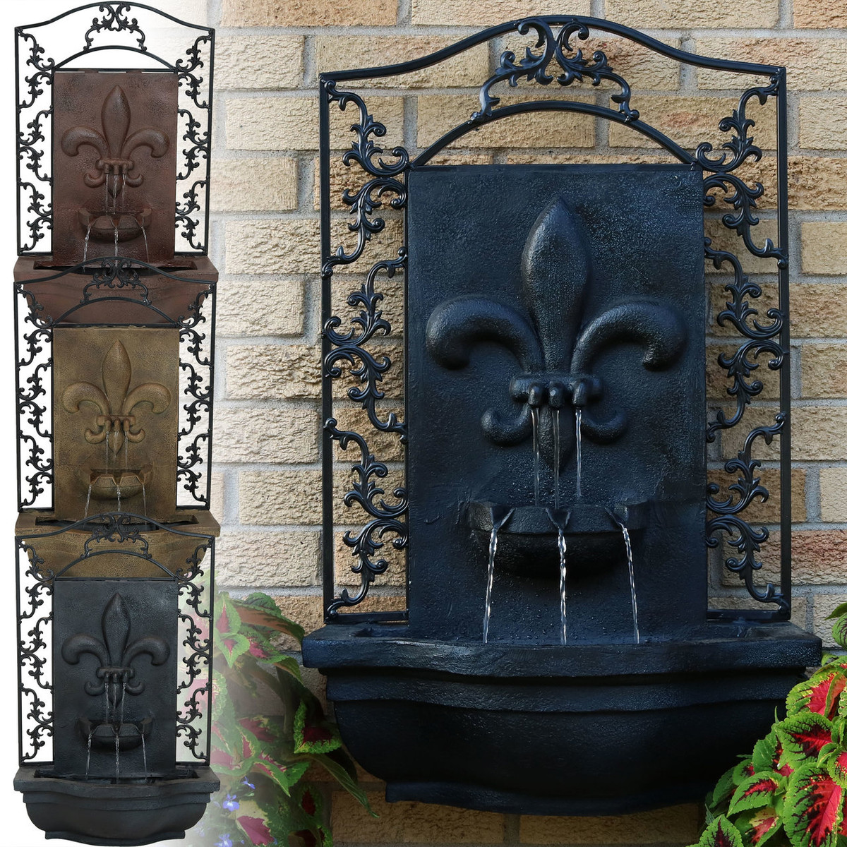 Sunnydaze French Lily Outdoor Wall Water Fountain With Electric