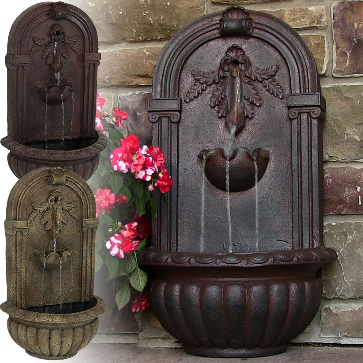 Sunnydaze Polystone Florence Outdoor Wall Fountain